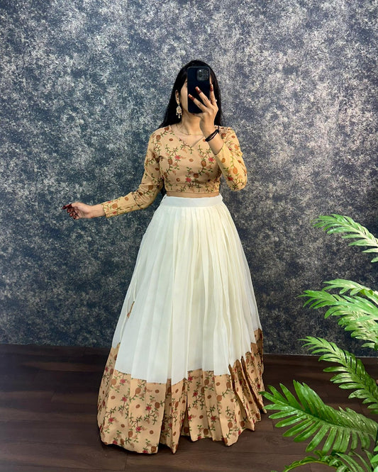 Kalamkari crop-top Kota doriya printed Lehenga sets