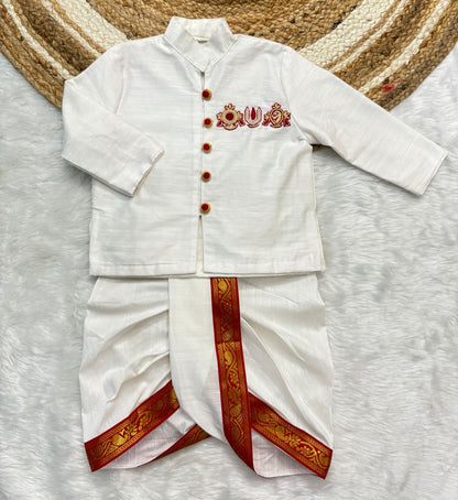 Kids maggam work kurta dhoti set