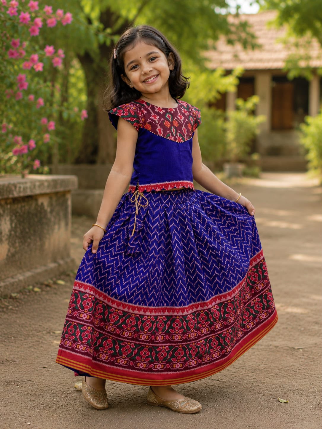 Patola silk blend cute kids skirts