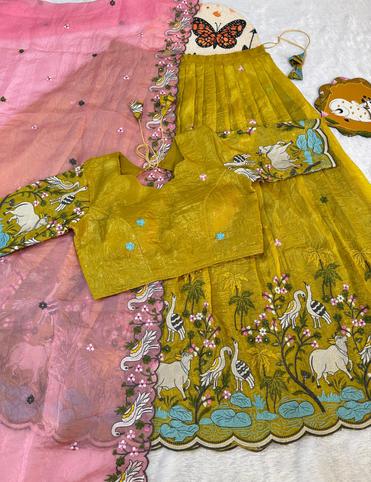 Gold crush pichwai work designer lehenga