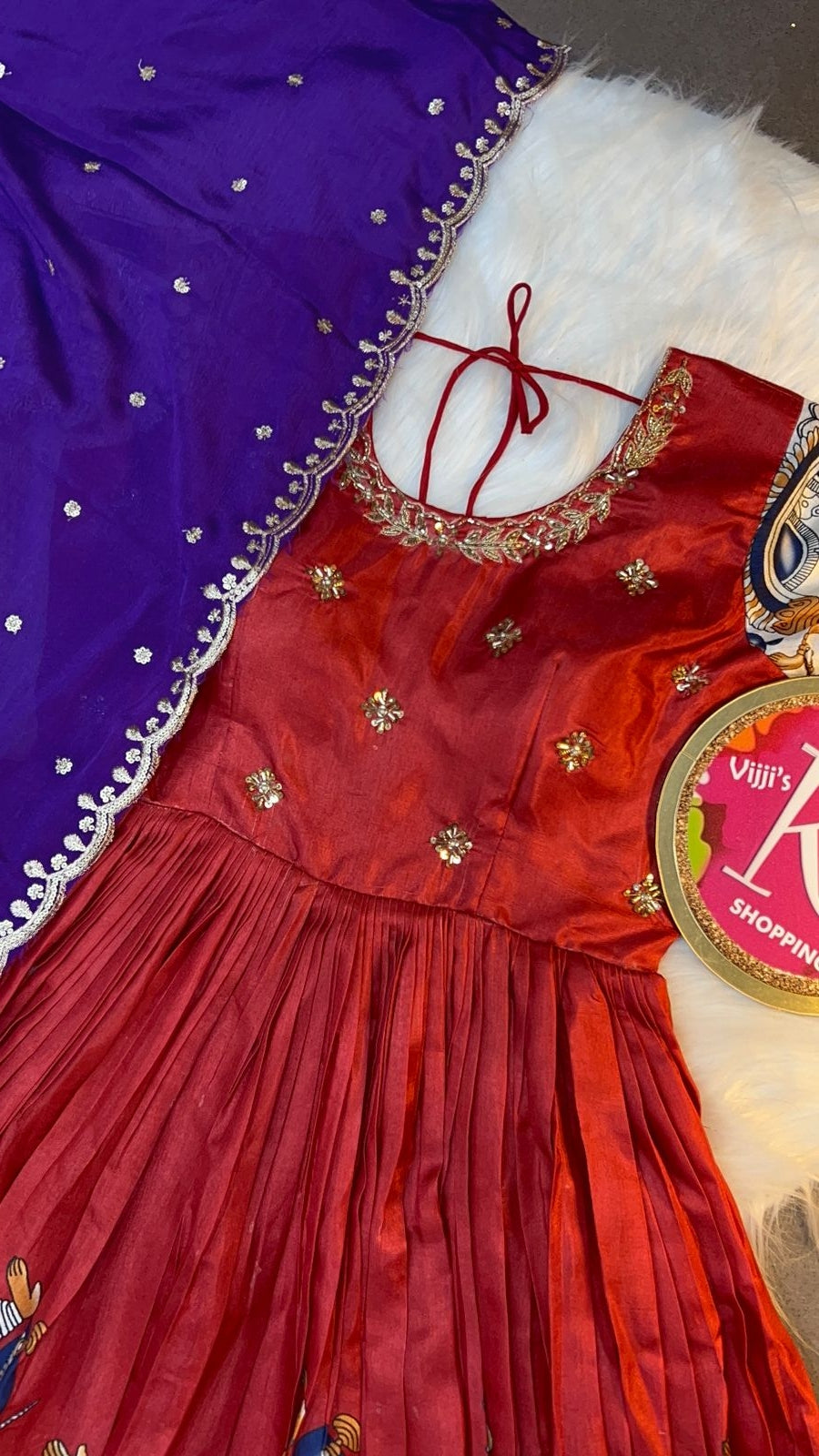 Anarkali Kalmkari goal silk gown