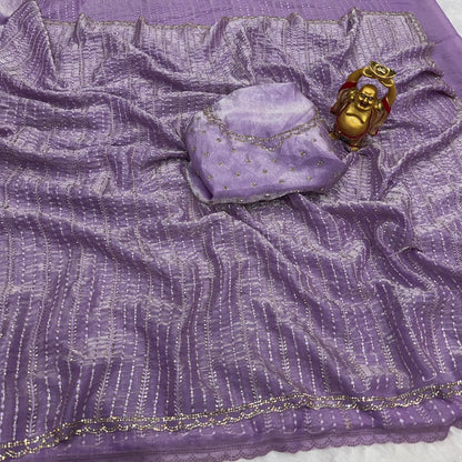 Budget Glossy fendy satin  zarkhan border sarees