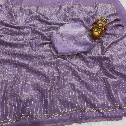 Budget Glossy fendy satin  zarkhan border sarees