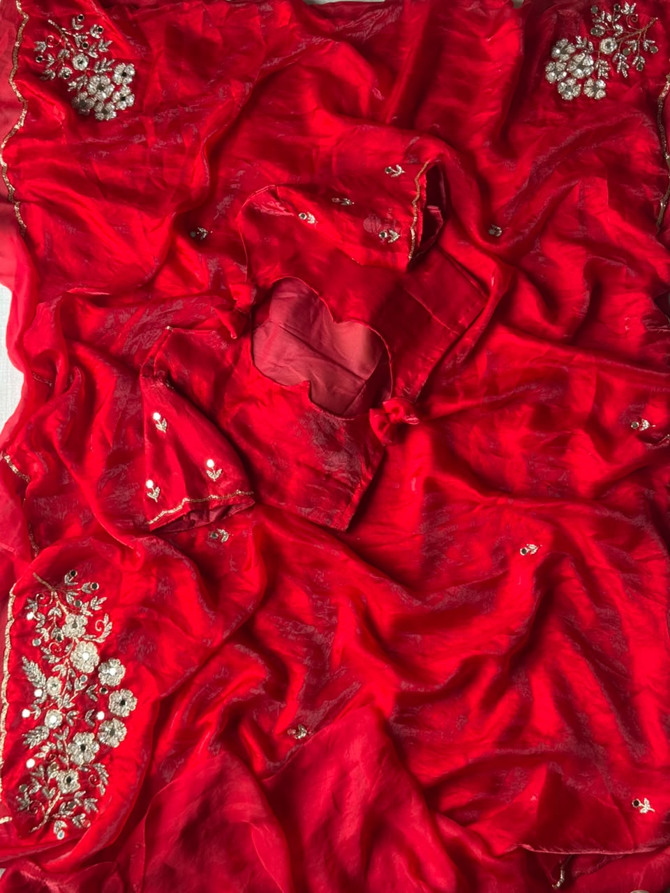 Redrose trendy saree with stitched blouse