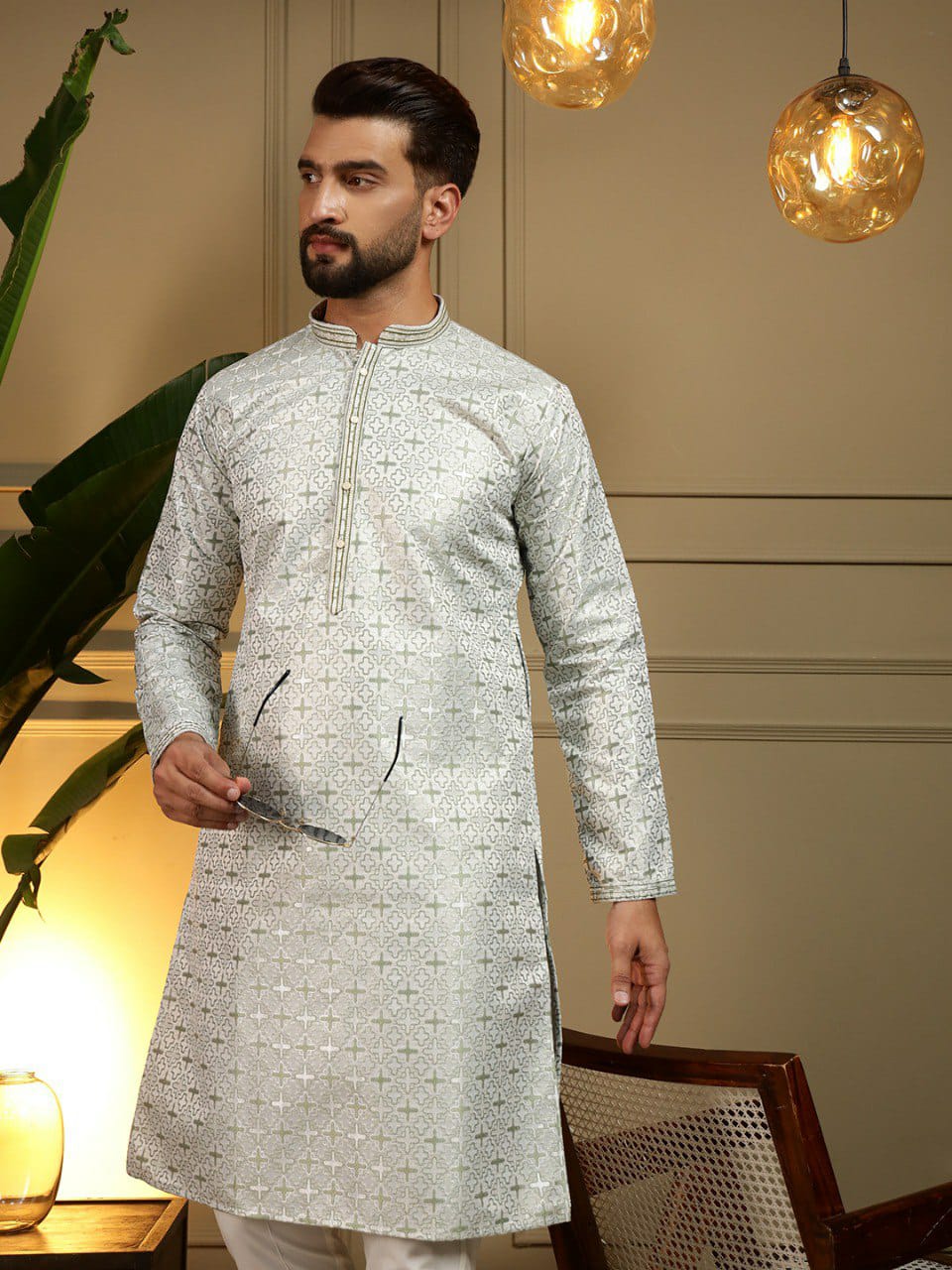 Semi Party wear gents kurta with paijama sets