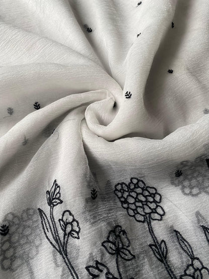 CRUSH SAREE WITH ALL OVER DESIGNER EMBROIDERY PATTERN  Budget sarees