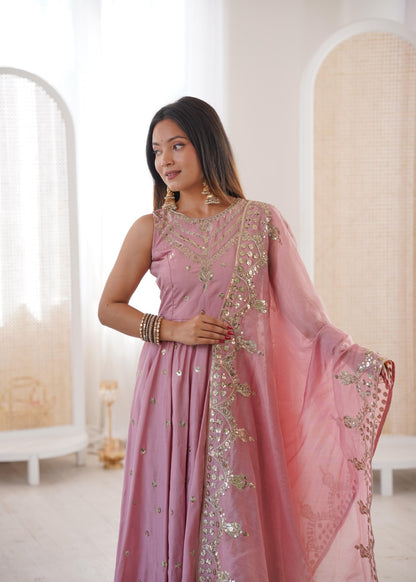 Party wear Anarkali gown with embroidered work