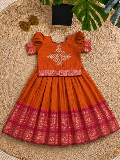 Kollam design cute kids lehenga