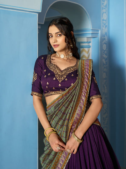 Vichitra silk royal designer lehenga