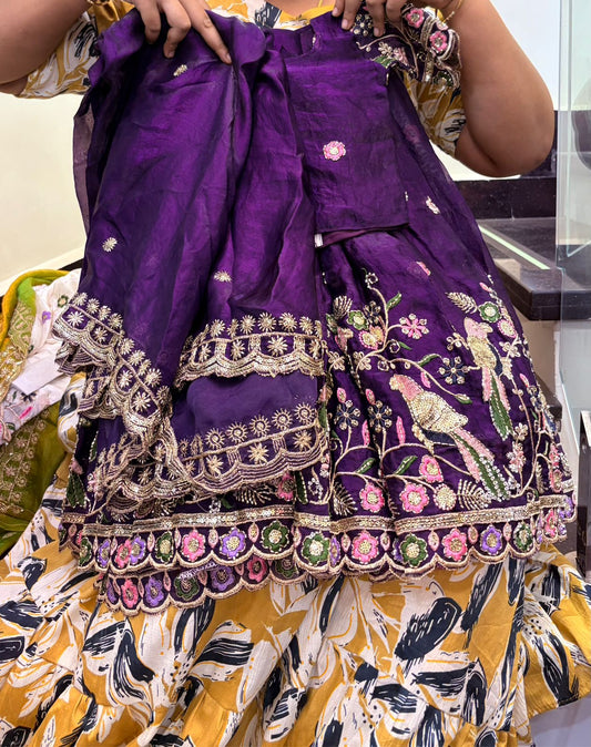 Kids designer beads work lehenga with dupatta