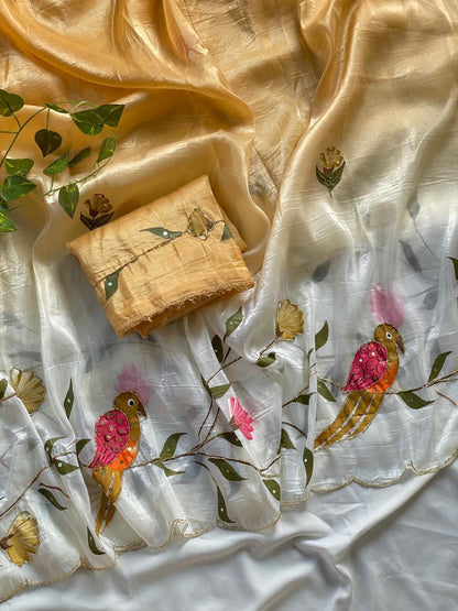 Handmade brush two shade trendy  Look sarees