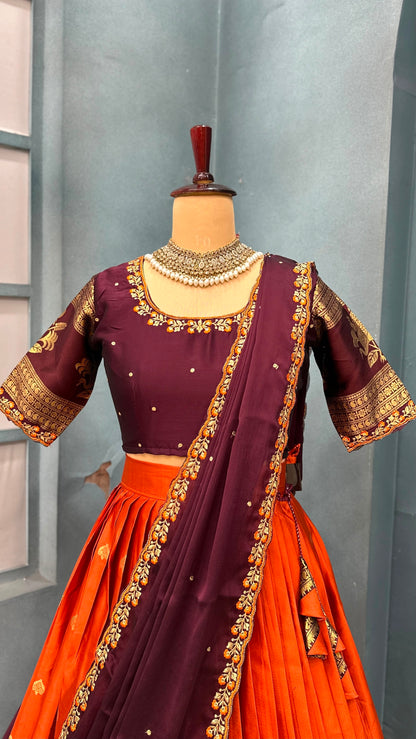 Kanjivaram sravanamasam Designer semiPattu Lehenags