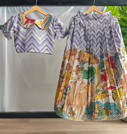 Tussar silk Kalamkari Kids Crop top 🫶🏻
