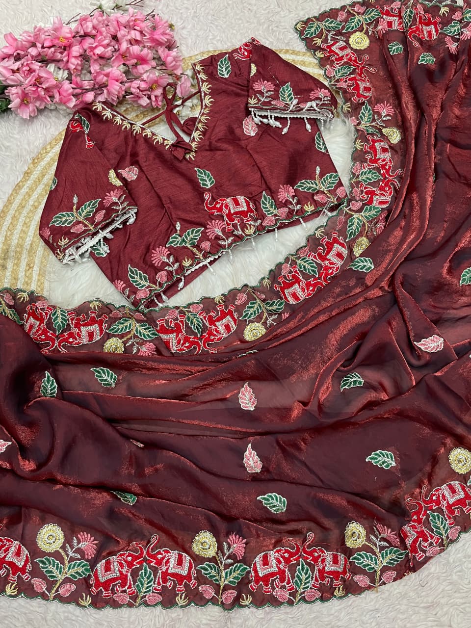 Soft fendy Saree with stitched Blouse