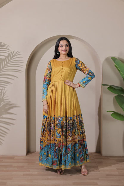 Elegant  PenKalamkari  Desginer Long Anarkali gowns