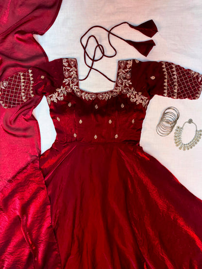 Premium Embroidery Sequence Gown with Dupatta