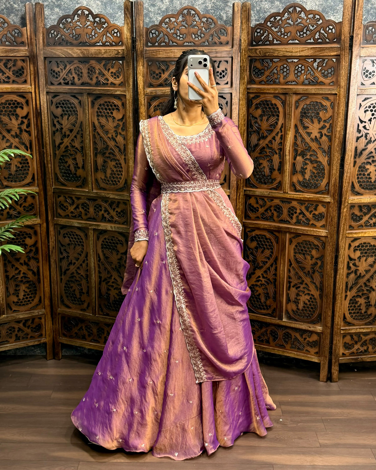 South style silk gown with dupatta
