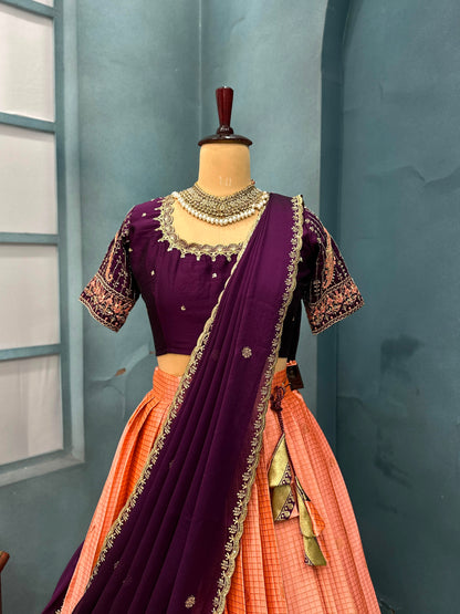 Kanchipuram Checks Designer lehenga set