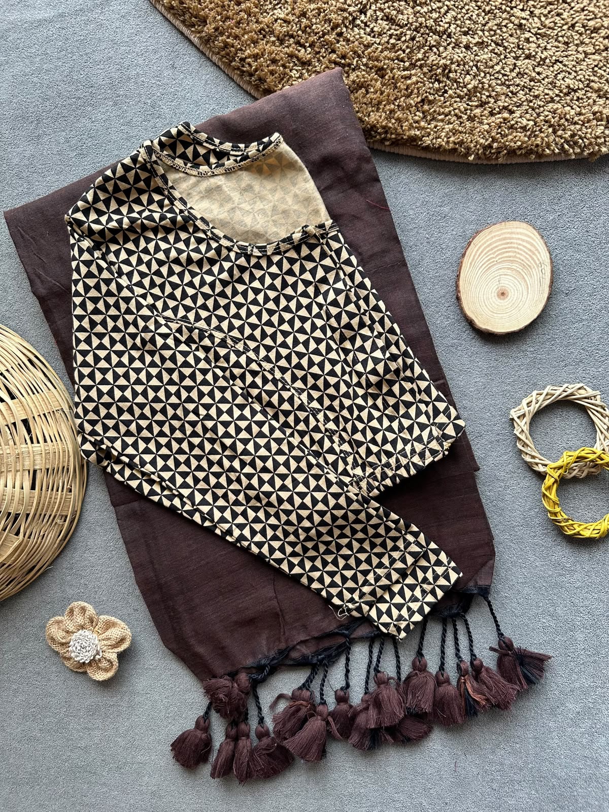 Khadi Streachable cotton stitched blouse