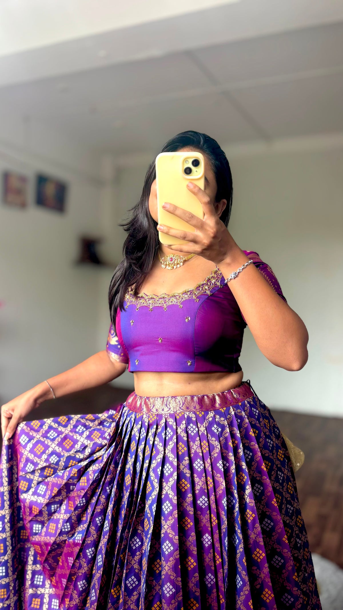 Maggam work indo western style lehenga