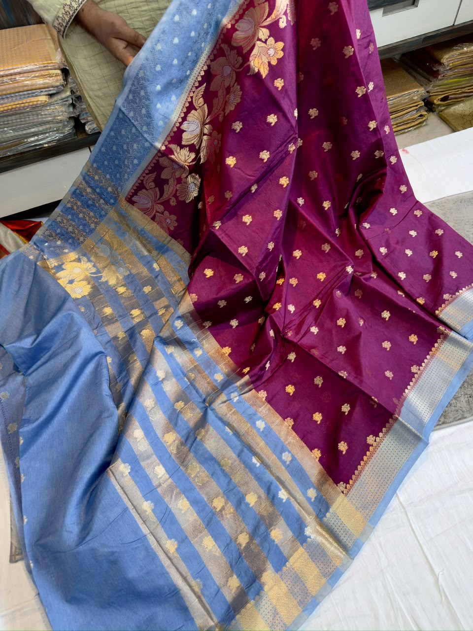 Banarasi dybl dupion soft silk zari saree