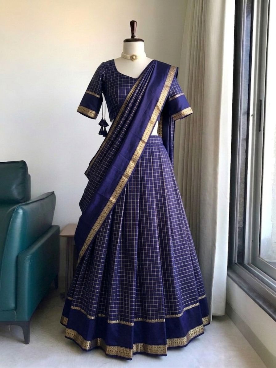 Checks Georgette Designer Lehenga