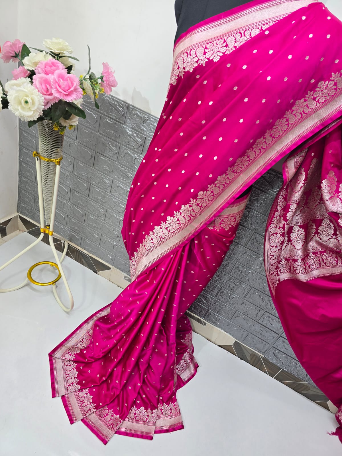 Pattu tradition Mashru Katan royal pink saree