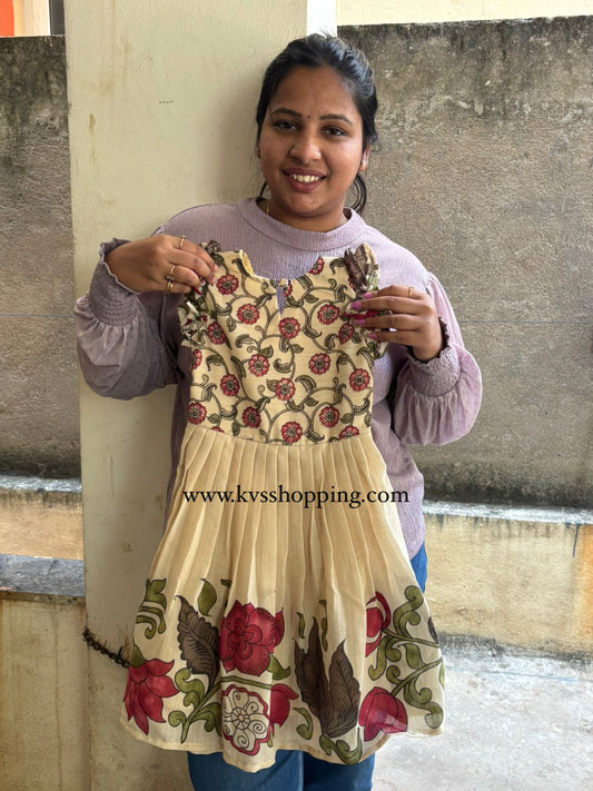 Pen kalamkari kids frock for summer special