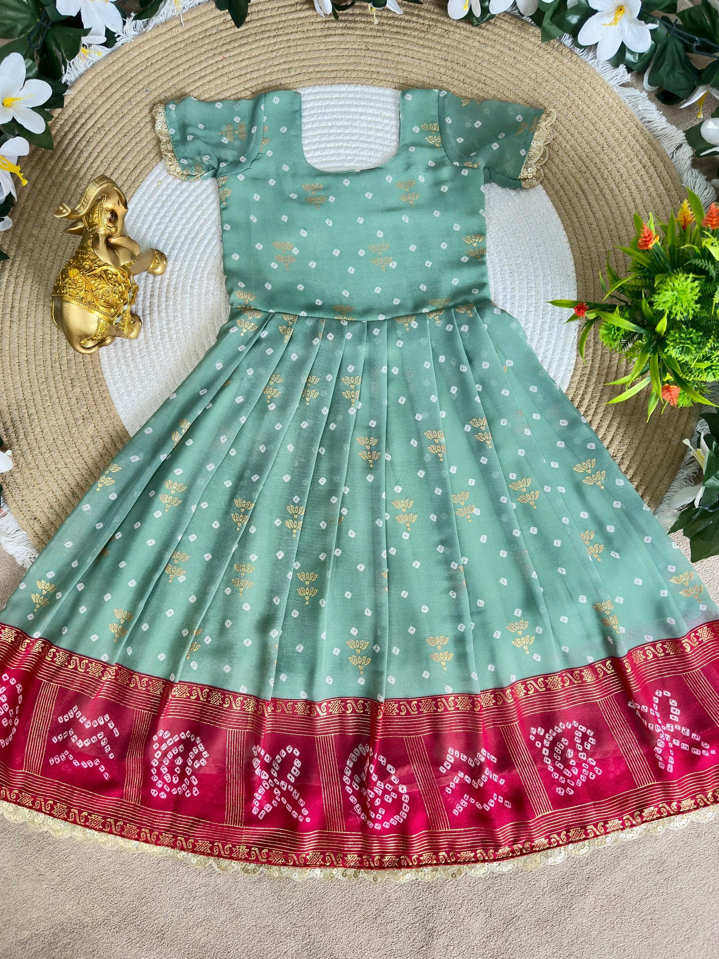 Ugadi special kids gown with coat /lehenga choli
