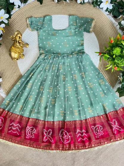 Ugadi special kids gown with coat /lehenga choli