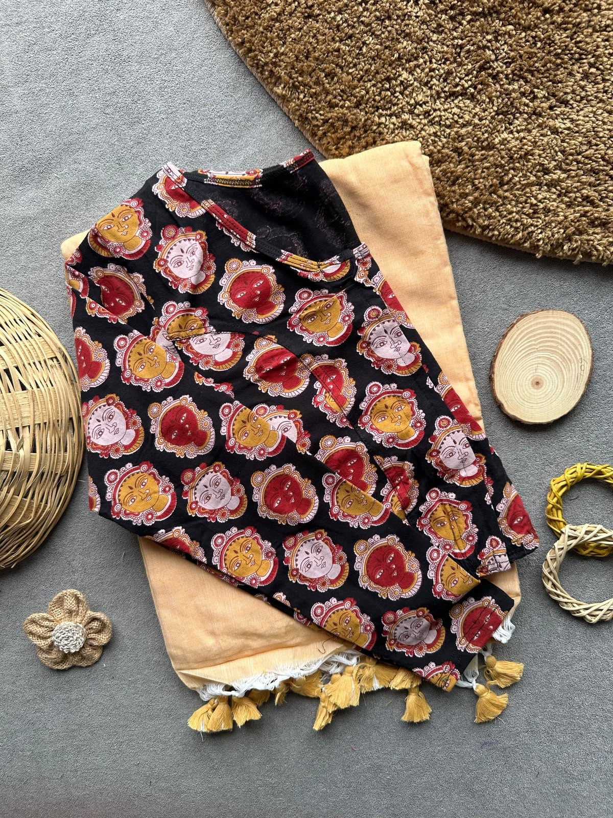 Khadi Streachable cotton stitched blouse