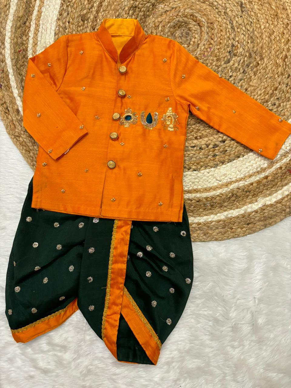 Gents maggam work Kurta with Dhoti set