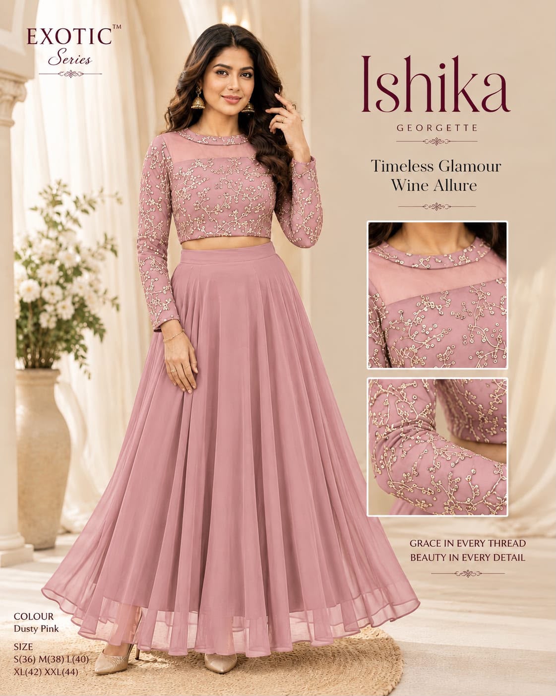 Crop top style (Anarakali ) gown stylish work sets