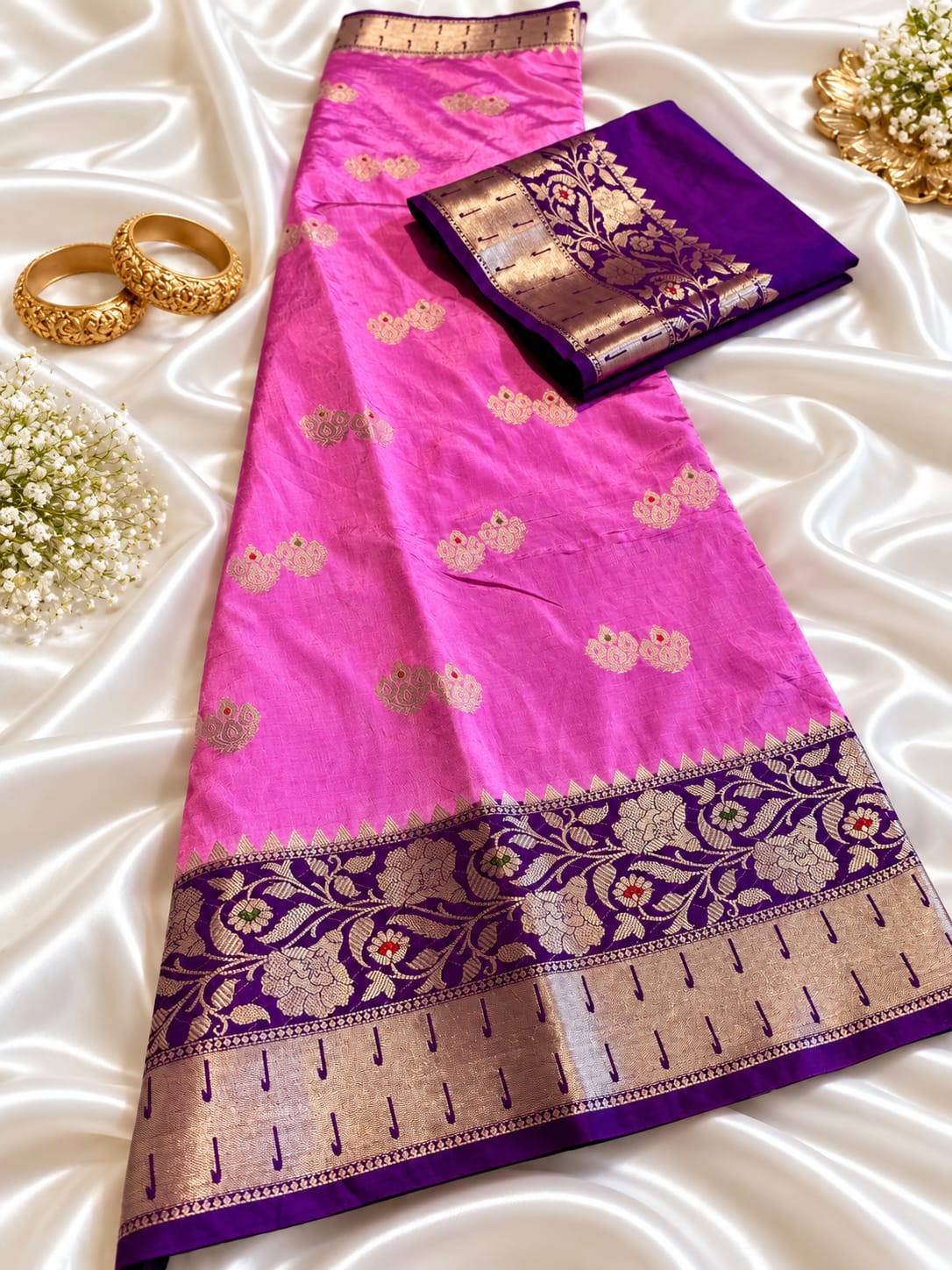 Juhmki series Banarasi katan soft silk sarees