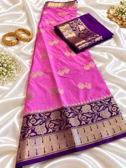 Juhmki series Banarasi katan soft silk sarees