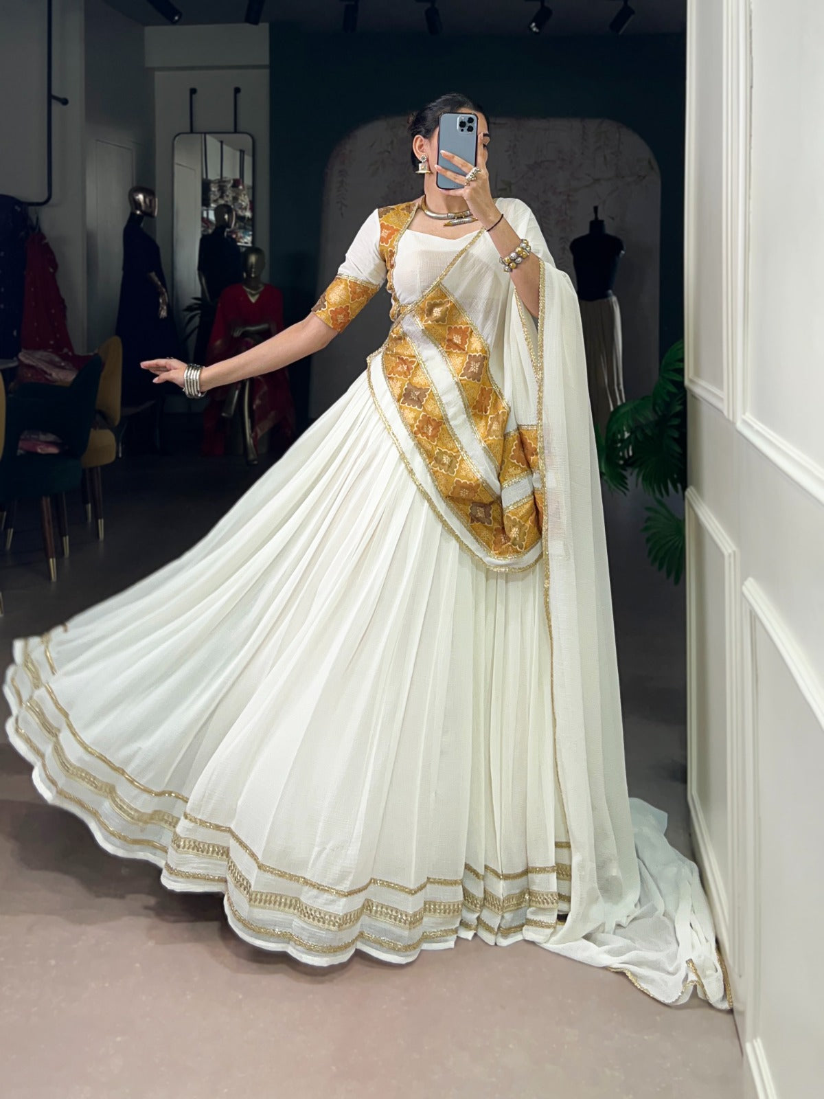 Celebrate the festive glow with the pure charm of marble fabric white.