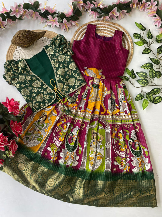 Kids Pongal special Dola silk gowns