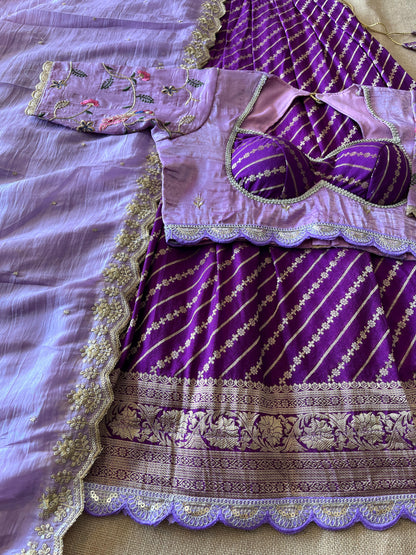 Khadi Lehnags with Stitched Blouse set for party wear