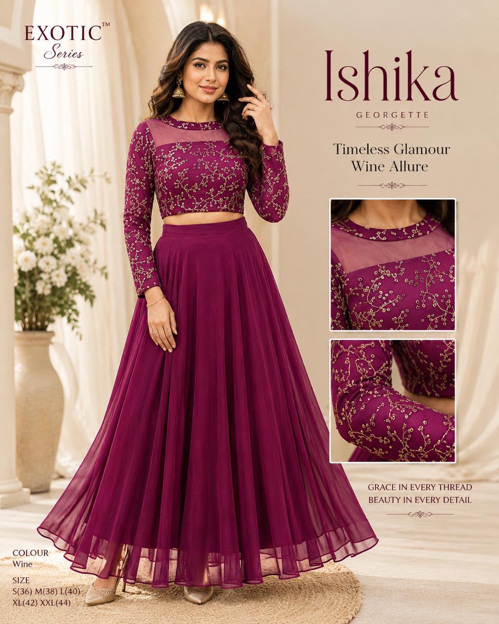 Crop top style (Anarakali ) gown stylish work sets