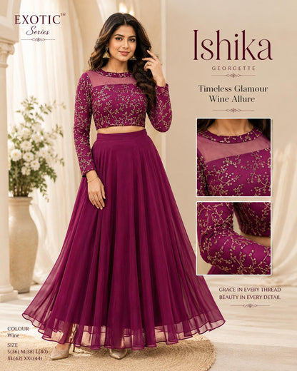 Crop top style (Anarakali ) gown stylish work sets