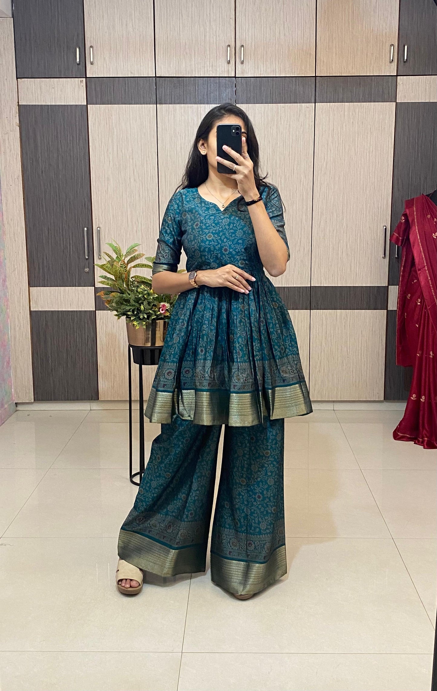 Peplum kurti flowy palazzo co-ord sets