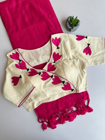 Khadi cotton with  stitched blouse