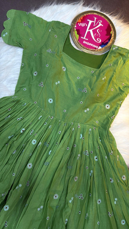 Pure mull Chanderi cotton cafe gowns