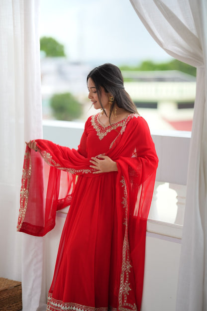 Georgette Anarkali beautiful Mirror Embroidery sequence gowns