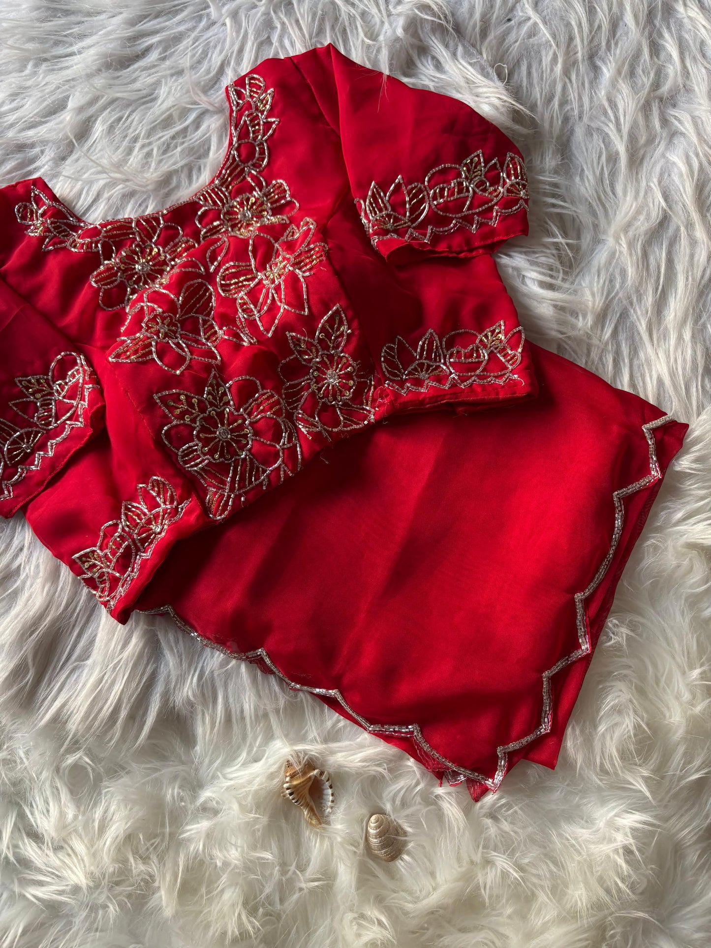 Soft Teby handowrk Saree with stitched blouse