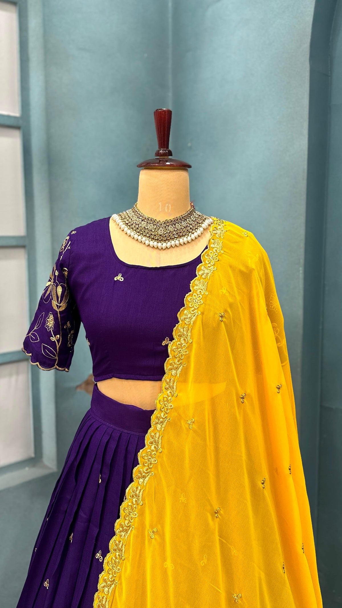 Blooming Vichitra silk designer lehenga
