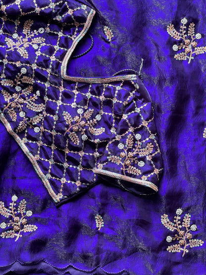 Stitched blouse saree-Soft space silk Saree