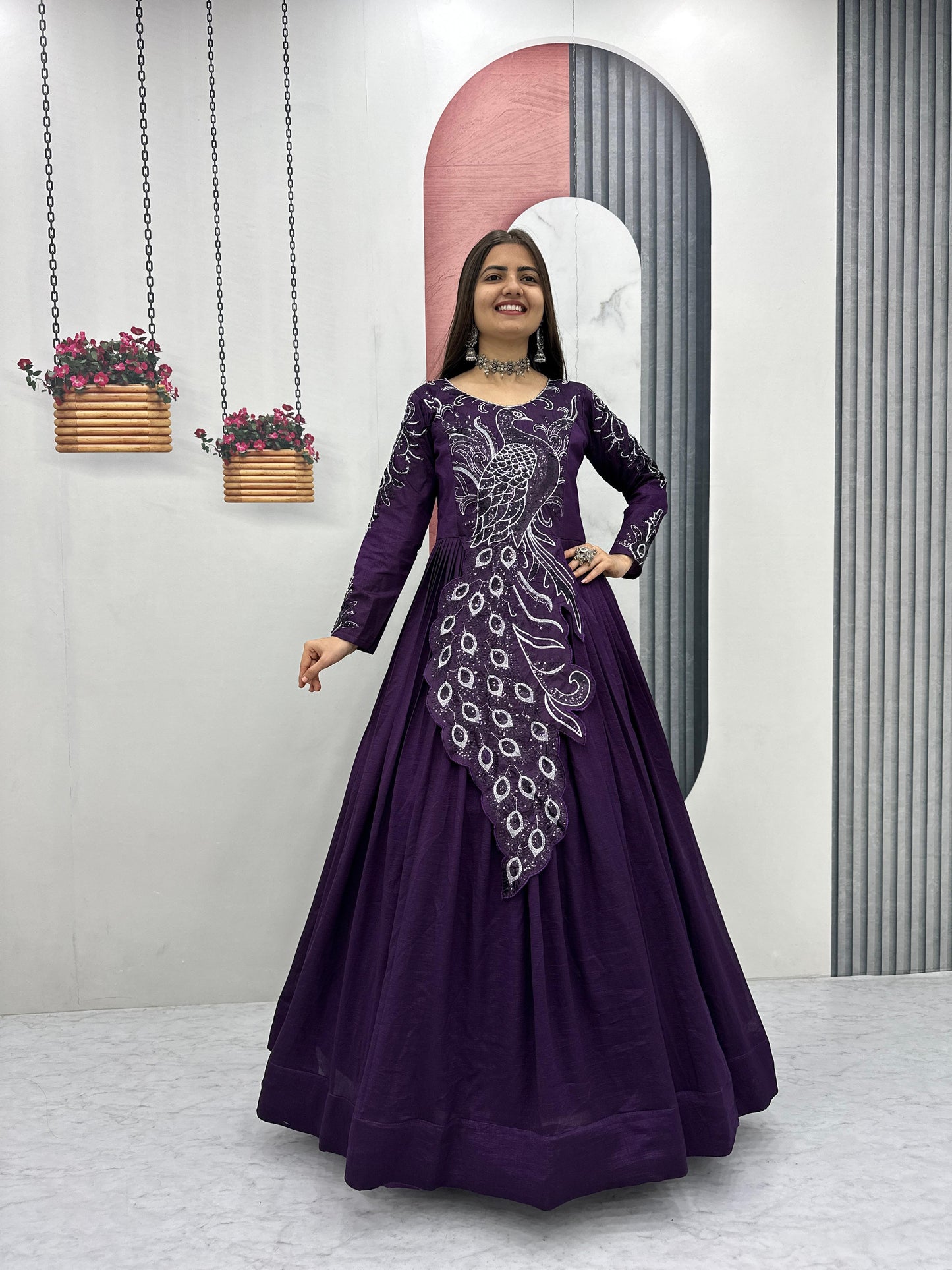 Big boss tanuja peacock long gown