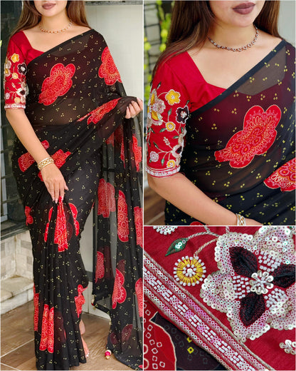 Budget Heritage Bandhej Saree with Handcrafted Elegance ✨