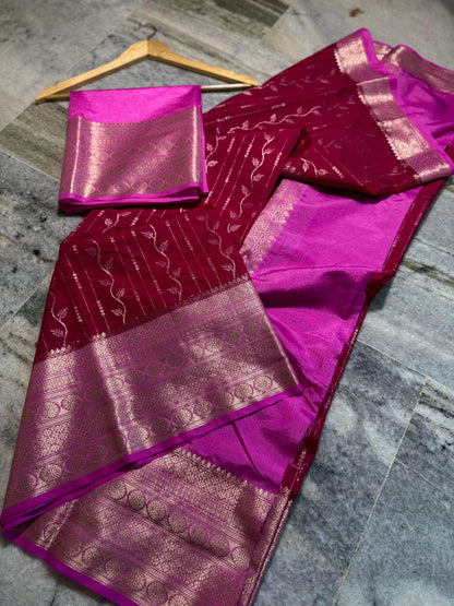 Budget Banarasi Handlooms’s semi chinya silk  sarees